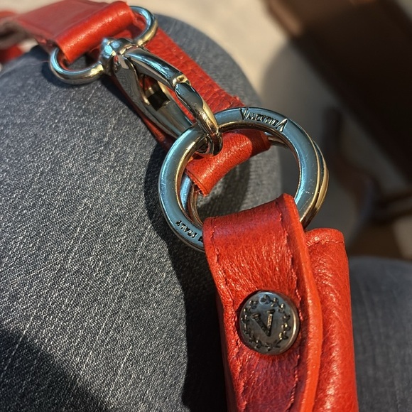Valentina  leather convertible bag shoulder or Crossbody bag  Red/Silvertone NWT - Picture 10 of 16